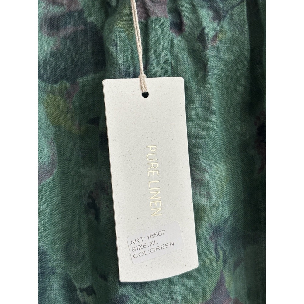NWT Bellambra Dress XL Watercolor Green 100% Linen Made in Italy Coastal Cottage - Picture 7 of 7